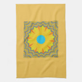 Cyaan en goud Mandala Art Print Theedoek (Verticaal)