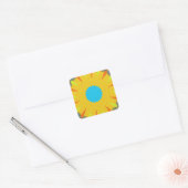 Cyaan en goud Mandala Art Print Vierkante Sticker (Envelop)