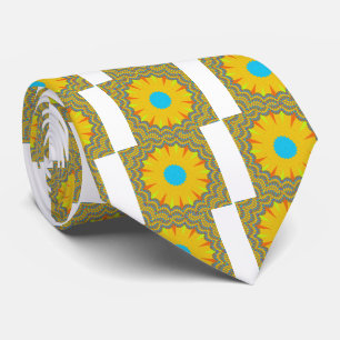 Cyaan en Gouden Mandala Kunstprint Stropdas
