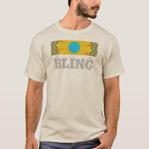 Cyaan en Gouden Mandala Kunstprint T-shirt