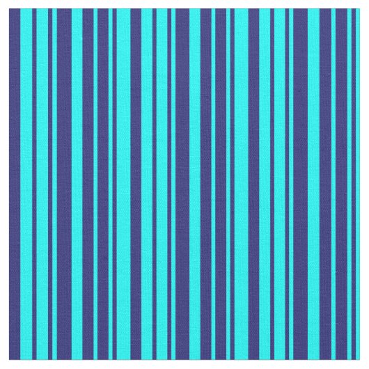 Cyaan en Midnight Blue Colored Lines Stof (Close Up)