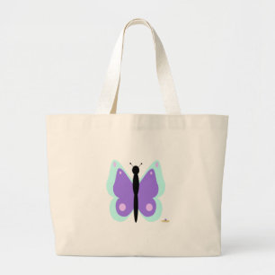 Cyaan en Paarse vlinder Grote Tote Bag