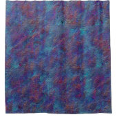 Cyaan- en rode verfsplatters douchegordijn (Voorkant)