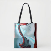 Cyaan en rood zigzaggend over witte golvis tote bag (Voorkant)