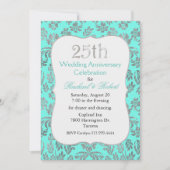 Cyaan en Silver 25e Jubileum Uitnodiging (Voorkant)