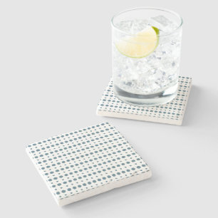 Cyaan en Wit Minimalistische Polka Dots g9 Stenen Onderzetter