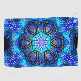 Cyaan en zeer blauwe kaleidoscoop van gelaste verf golfhanddoek