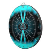 Cyaan en zwart Abstracte kunst print Dartbord (Voorkant Rechts)