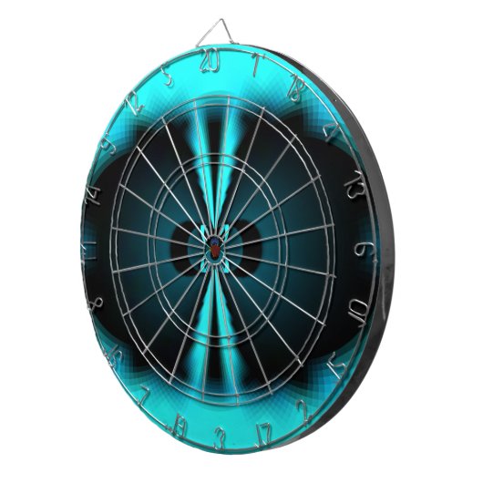 Cyaan en zwart Abstracte kunst print Dartbord (Voorkant Rechts)