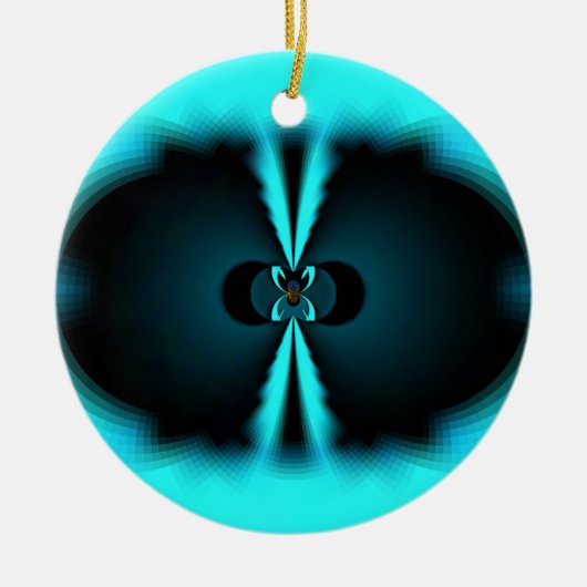 Cyaan en zwart Abstracte kunst print Keramisch Ornament (Voorkant)