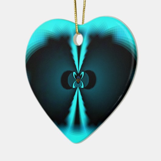 Cyaan en zwart Abstracte kunst print Keramisch Ornament (Links)