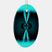 Cyaan en zwart Abstracte kunst print Keramisch Ornament (Rechts)