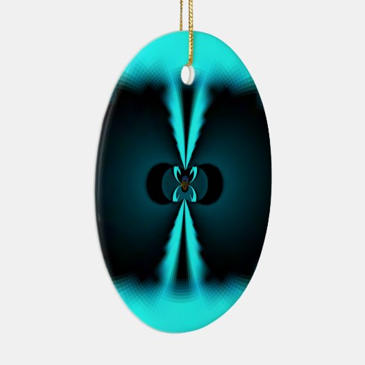 Cyaan en zwart Abstracte kunst print Keramisch Ornament (Rechts)