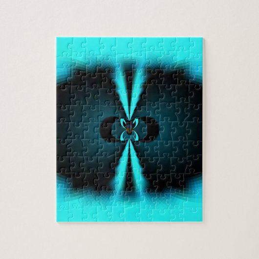 Cyaan en zwart Abstracte kunst print Legpuzzel (Verticaal)