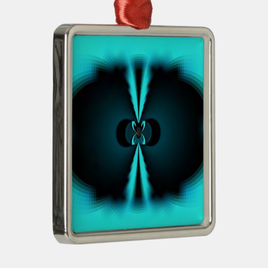 Cyaan en zwart Abstracte kunst print Metalen Ornament (Rechts)