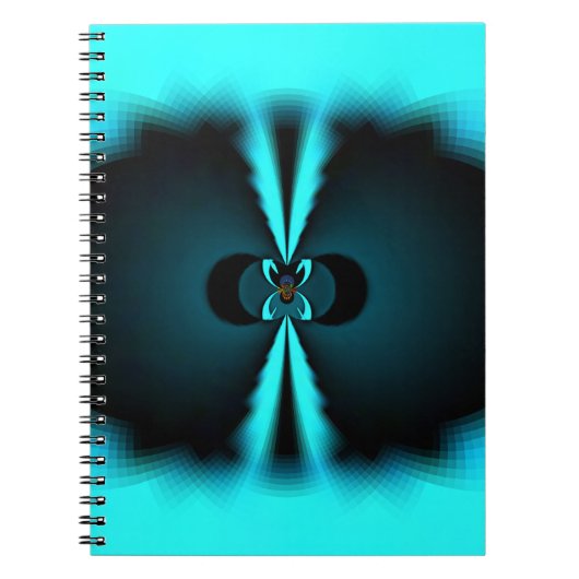 Cyaan en zwart Abstracte kunst print Notitieboek (Voorkant)