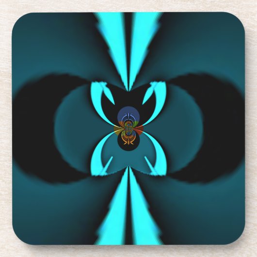 Cyaan en zwart Abstracte kunst print Onderzetter (Voorkant)