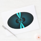 Cyaan en zwart Abstracte kunst print Ovale Sticker (Envelop)