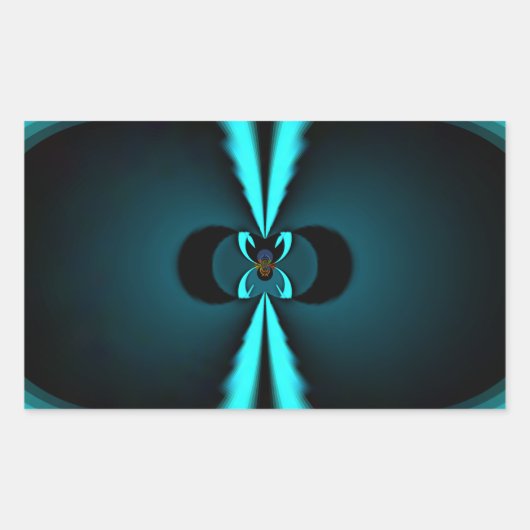 Cyaan en zwart Abstracte kunst print Rechthoekige Sticker (Voorkant)