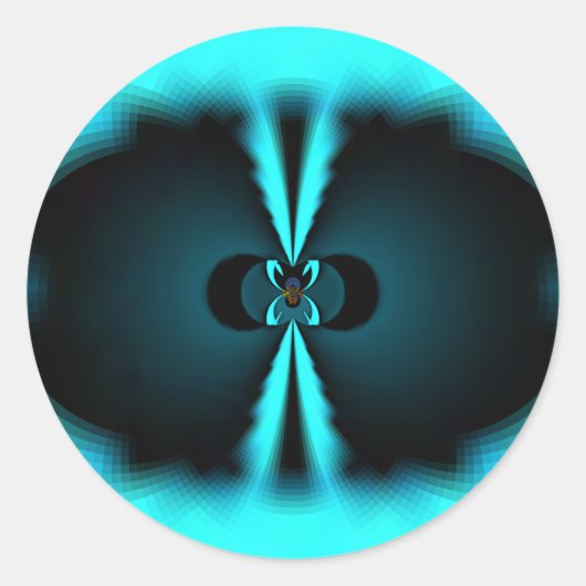 Cyaan en zwart Abstracte kunst print Ronde Sticker (Voorkant)