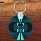 Cyaan en zwart Abstracte kunst print Sleutelhanger (Voorkant)