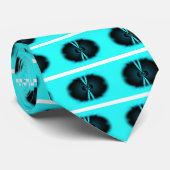 Cyaan en zwart Abstracte kunst print Stropdas (Opgerold)