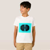 Cyaan en zwart Abstracte kunst print T-shirt (Voorkant volledig)