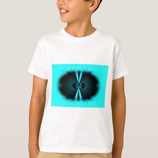 Cyaan en zwart Abstracte kunst print T-shirt (Voorkant)