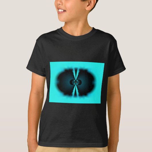 Cyaan en zwart Abstracte kunst print T-shirt (Voorkant)