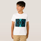 Cyaan en zwart Abstracte kunst print T-shirt (Voorkant volledig)