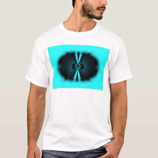 Cyaan en zwart Abstracte kunst print T-shirt (Voorkant)