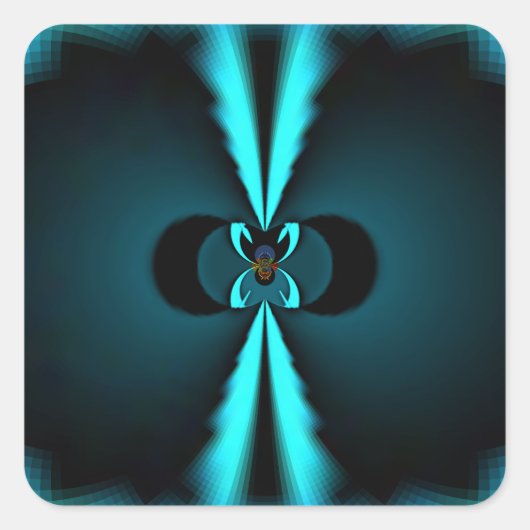 Cyaan en zwart Abstracte kunst print Vierkante Sticker (Voorkant)
