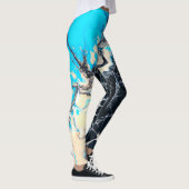 Cyaan- en zwarte vloeibare acrylverf Kunst Leggings (Rechts)
