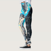 Cyaan- en zwarte vloeibare acrylverf Kunst Leggings (Links)