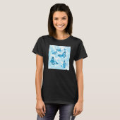 Cyaan esthetische pastel vlinder en blauwe stropda t-shirt (Voorkant volledig)