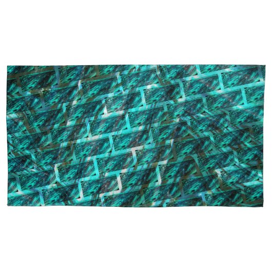 Cyaan, gekleurd, gemalen of ander baksteen kussensloop (Voorkant-Links)