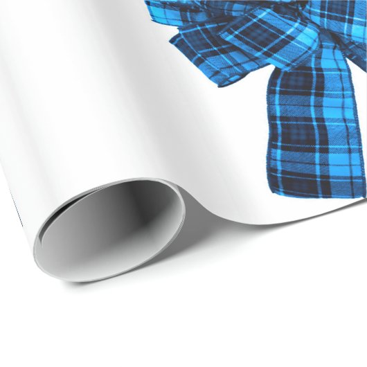 Cyaan geruite strikken inpakpapier (Rol Hoek)