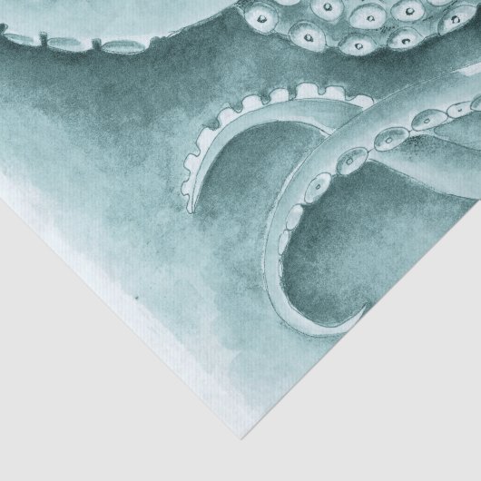 Cyaan groene tentakels monochroom tissuepapier (Detail)