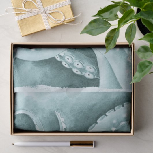 Cyaan groene tentakels monochroom tissuepapier (Geschenk)