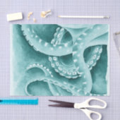 Cyaan groene tentakels monochroom tissuepapier (Craft)