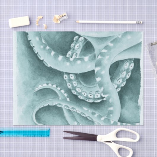 Cyaan groene tentakels monochroom tissuepapier (Craft)