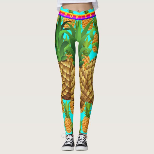 Cyaan - Ik hou van ananassen Leggings (Voorkant)