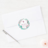 Cyaan & Lavendel Onder het Zee Doop Ronde Sticker (Envelop)