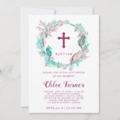 Cyaan & Lavendel Onder het Zee Krans Doop Kaart (Voorkant)