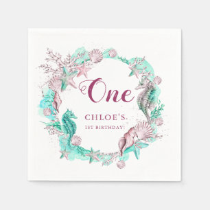 Cyaan & Lavendel Onder het Zee Verjaardag Servet