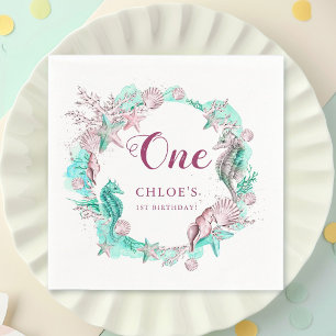 Cyaan & Lavendel Onder het Zee Verjaardag Servet