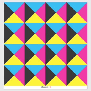 cyaan magenta gele zwarte driehoek sticker