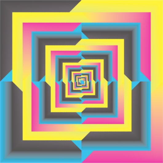 cyaan magenta gele zwarte verloopstalen sticker (Voorkant)