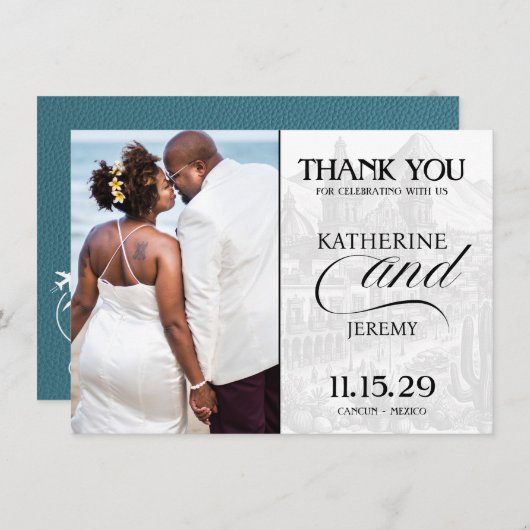 Cyaan Mexico Passport Bedankkaart (Voorkant / Achterkant)