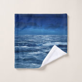 Cyaan Navy Blue Night Zee Ocean Bad Handdoek (Wasdoekje)